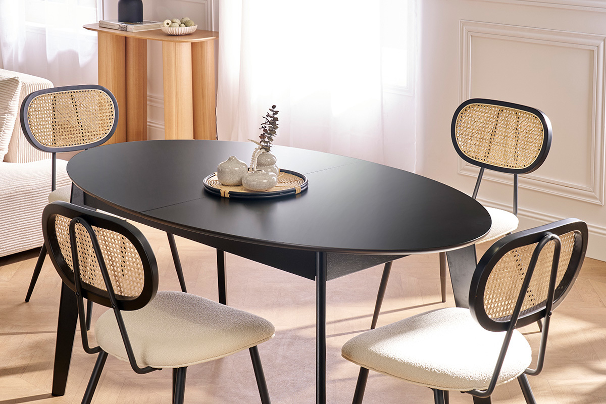 Mesa de comedor extensible negra L160-200 cm MARIK