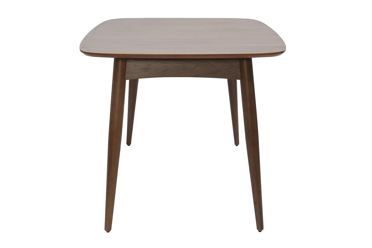 Mesa de comedor extensible NORDECO en nogal, vista de perfil, dimensiones L130-190 cm.