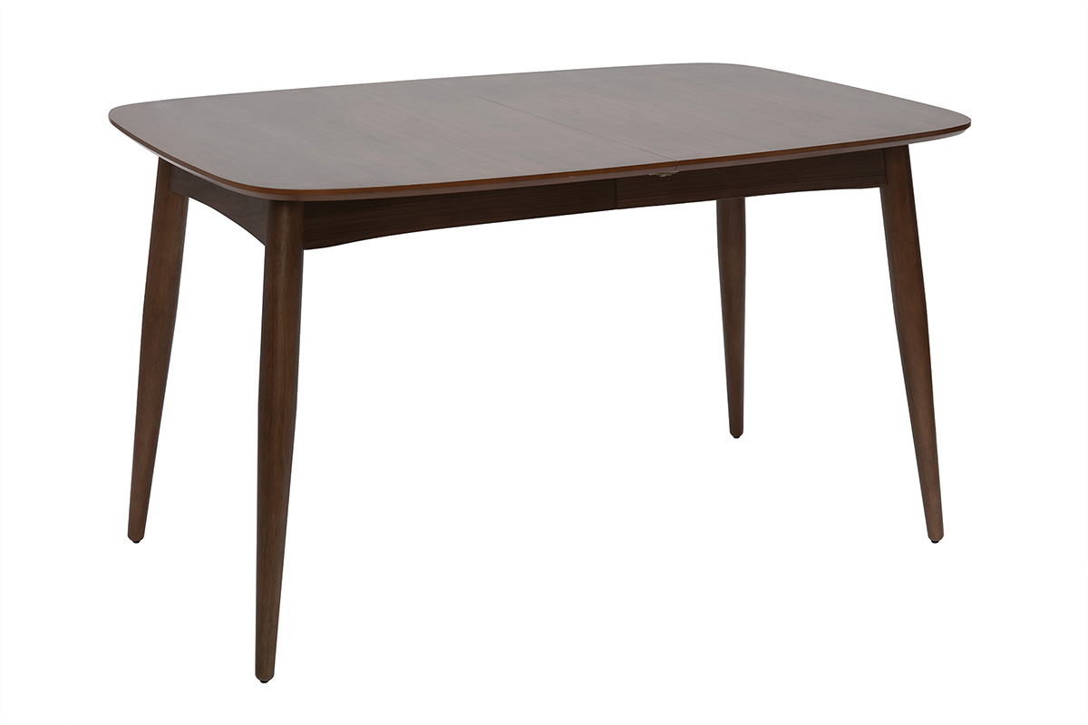 Mesa de comedor extensible NORDECO en nogal, longitud 130-190 cm, vista de 3/4