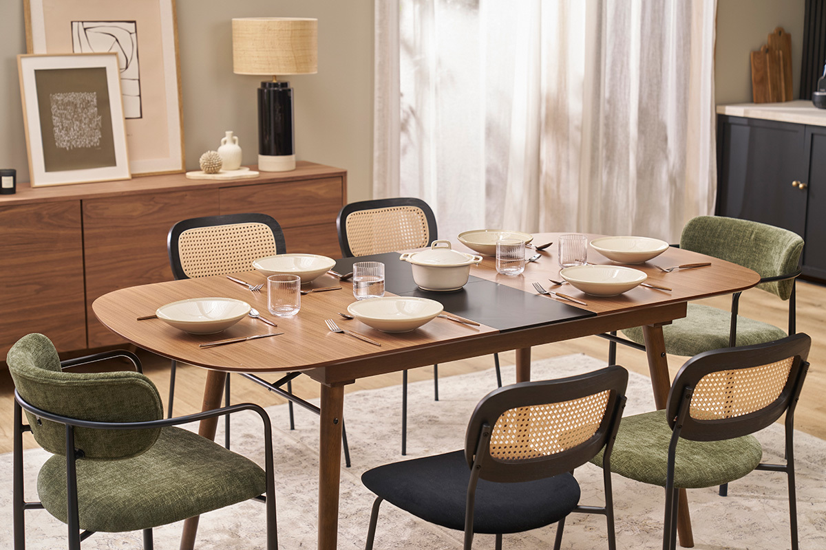 Mesa de comedor extensible nogal L150-180 cm SHELDON