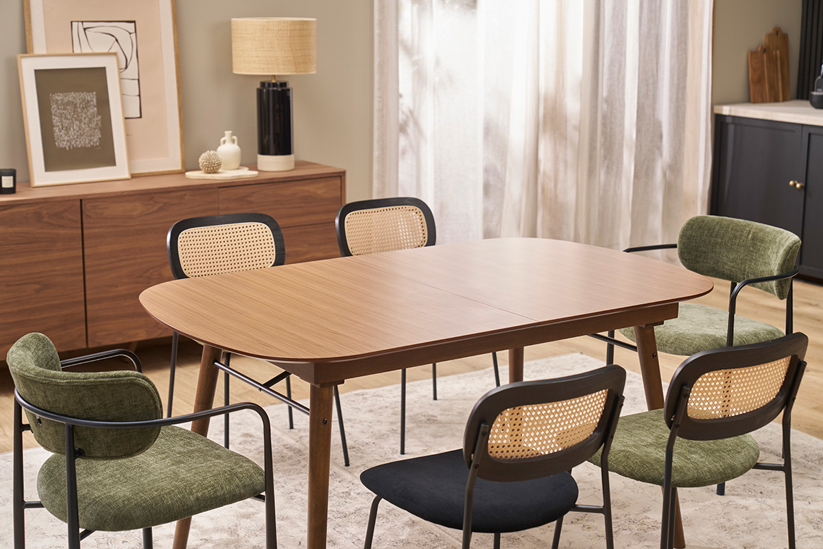 Mesa de comedor extensible nogal L150-180 cm SHELDON