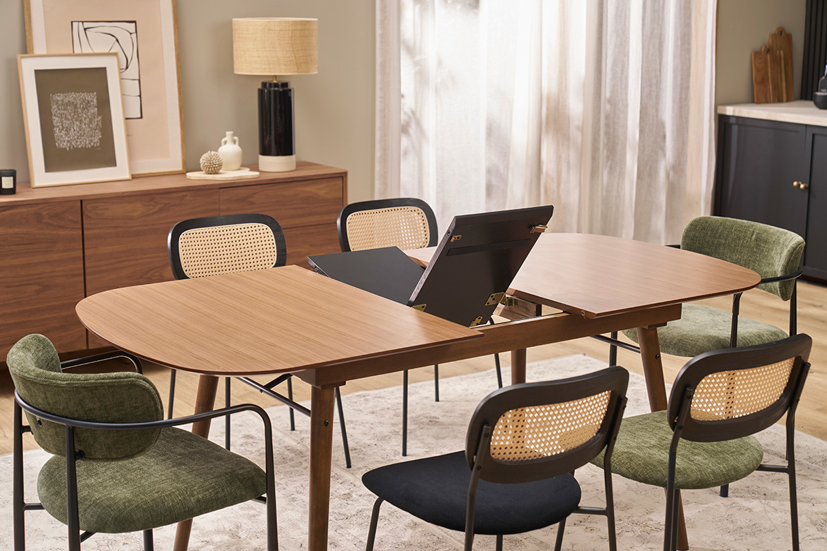 Mesa de comedor extensible nogal L150-180 cm SHELDON