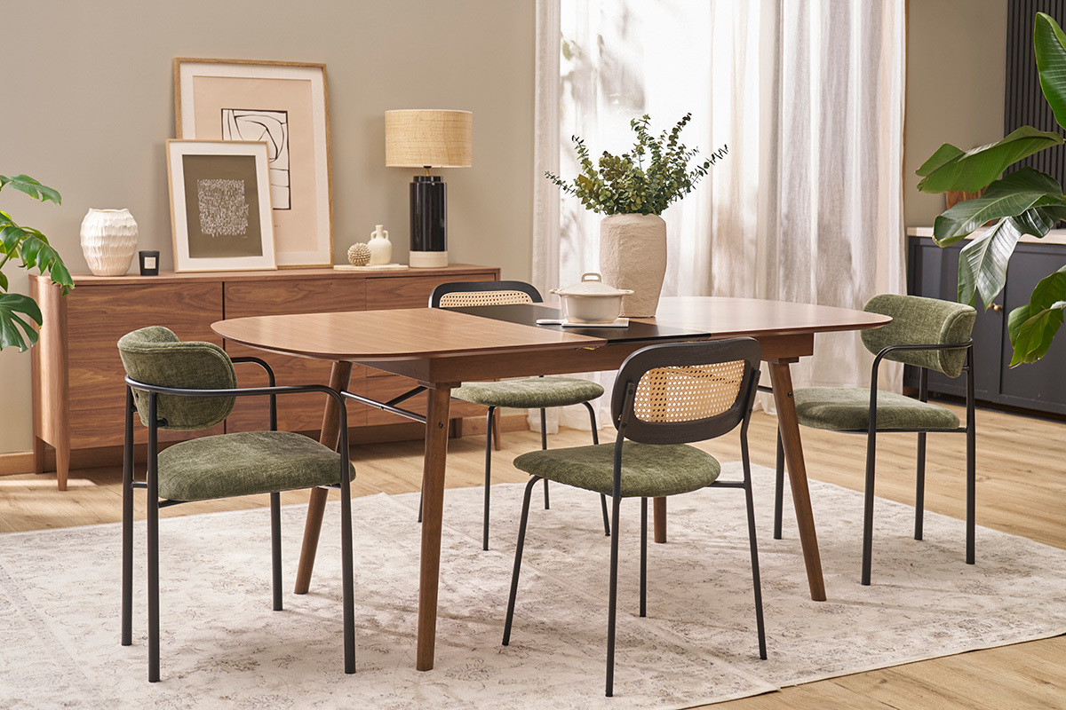 Mesa de comedor extensible nogal L150-180 cm SHELDON