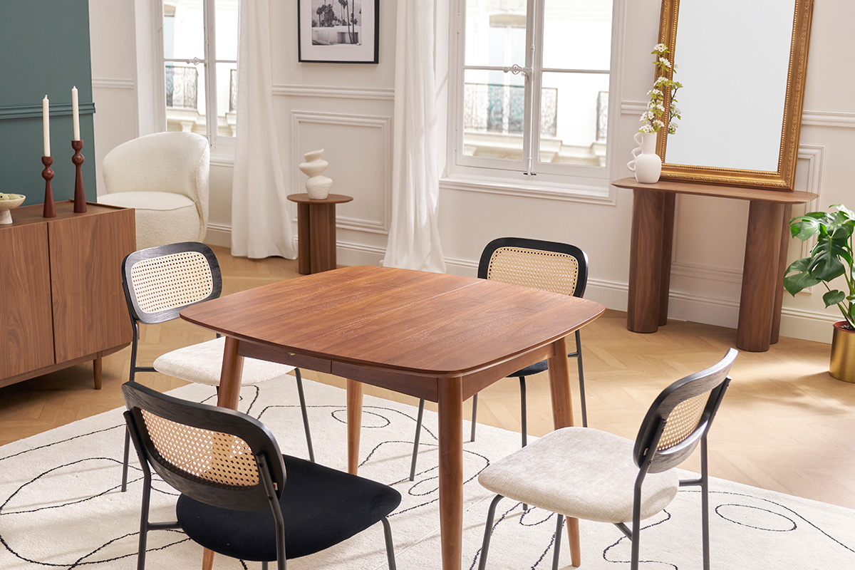 Mesa de comedor extensible nogal L90-130 cm NORDECO