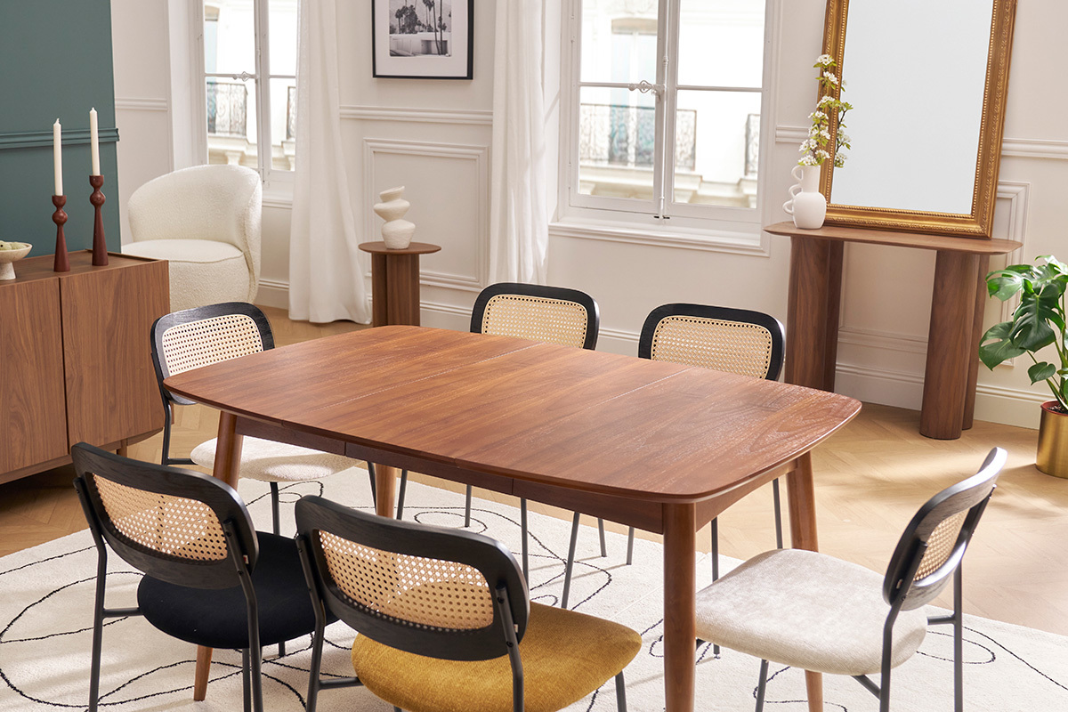 Mesa de comedor extensible nogal L90-130 cm NORDECO