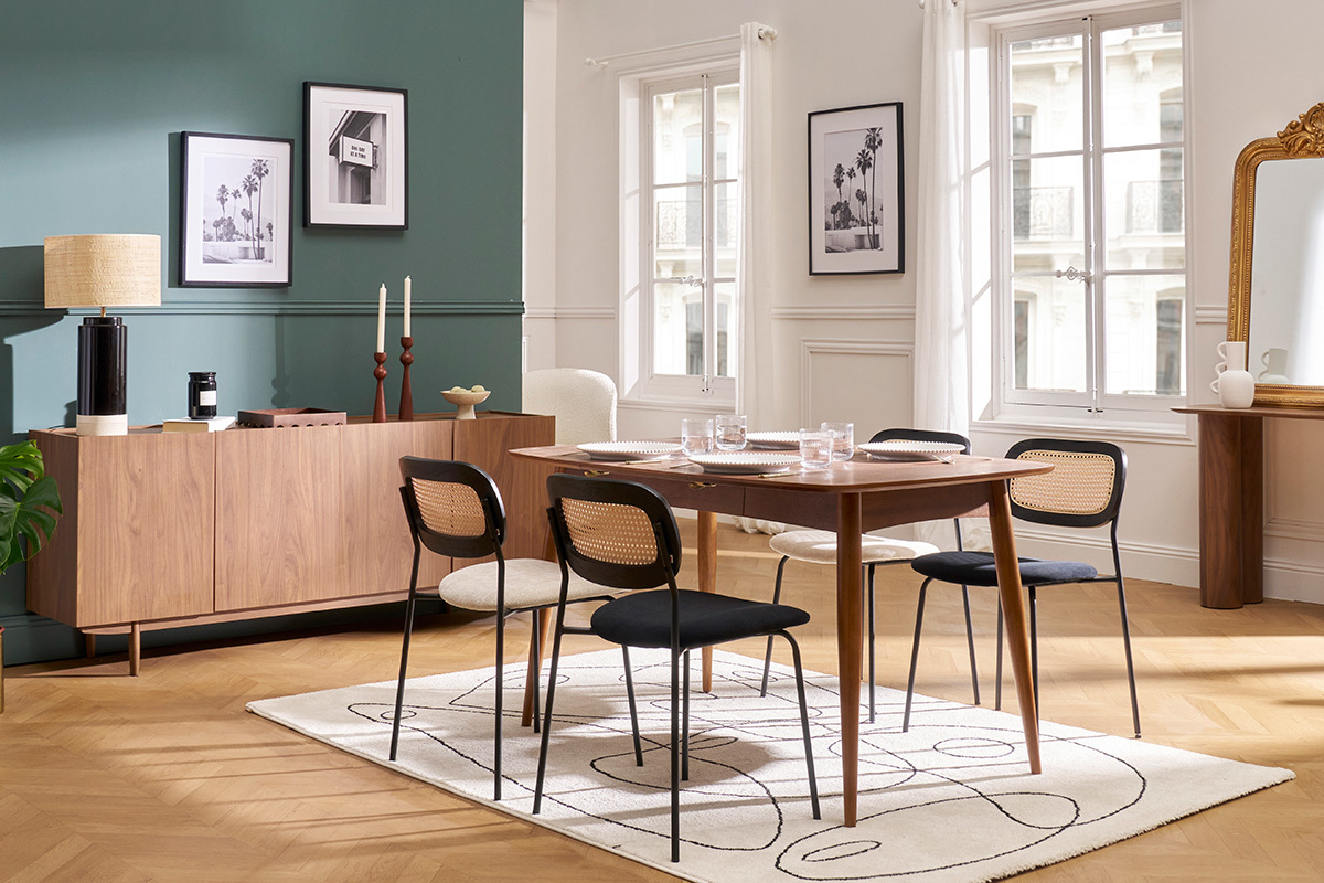 Mesa de comedor extensible nogal L90-130 cm NORDECO