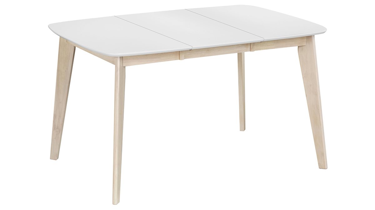 Mesa de comedor extensible nrdica blanca y madera L90-130 LEENA