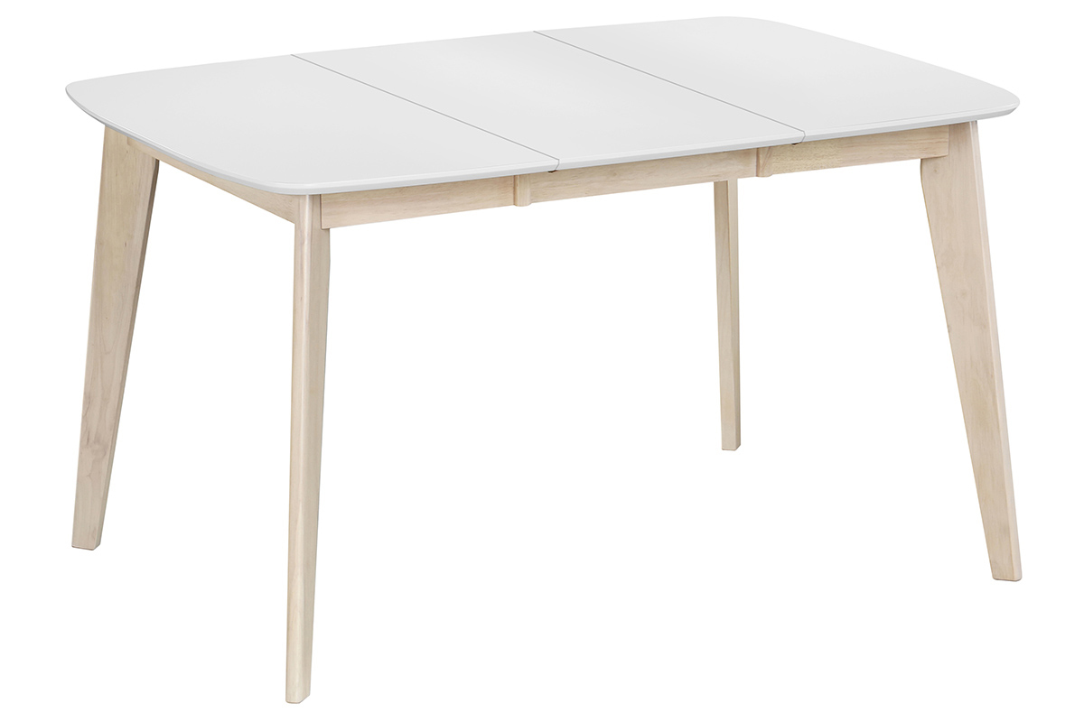 Mesa de comedor extensible nrdica blanca y madera L90-130 LEENA