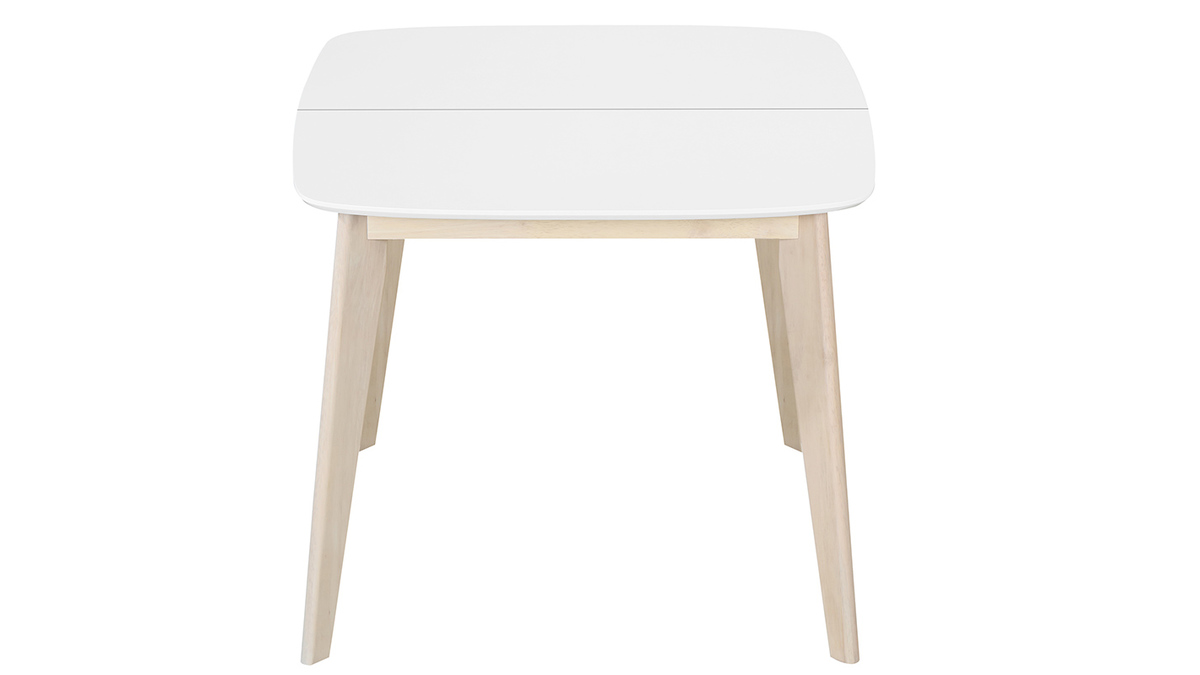 Mesa de comedor extensible nrdica blanca y madera L90-130 LEENA