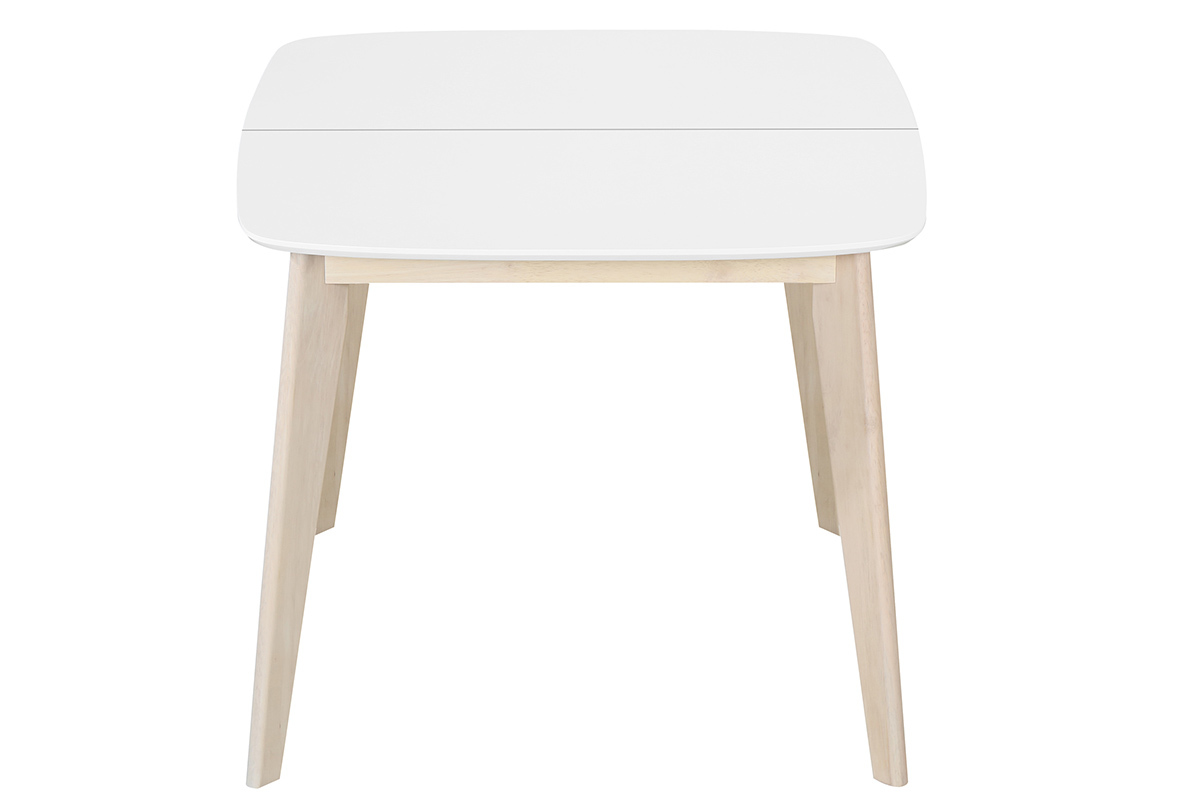 Mesa de comedor extensible nrdica blanca y madera L90-130 LEENA