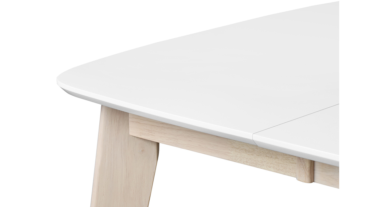Mesa de comedor extensible nórdica blanca y madera L90-130 LEENA