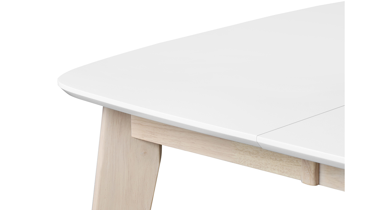 Mesa de comedor extensible nrdica blanca y madera L90-130 LEENA