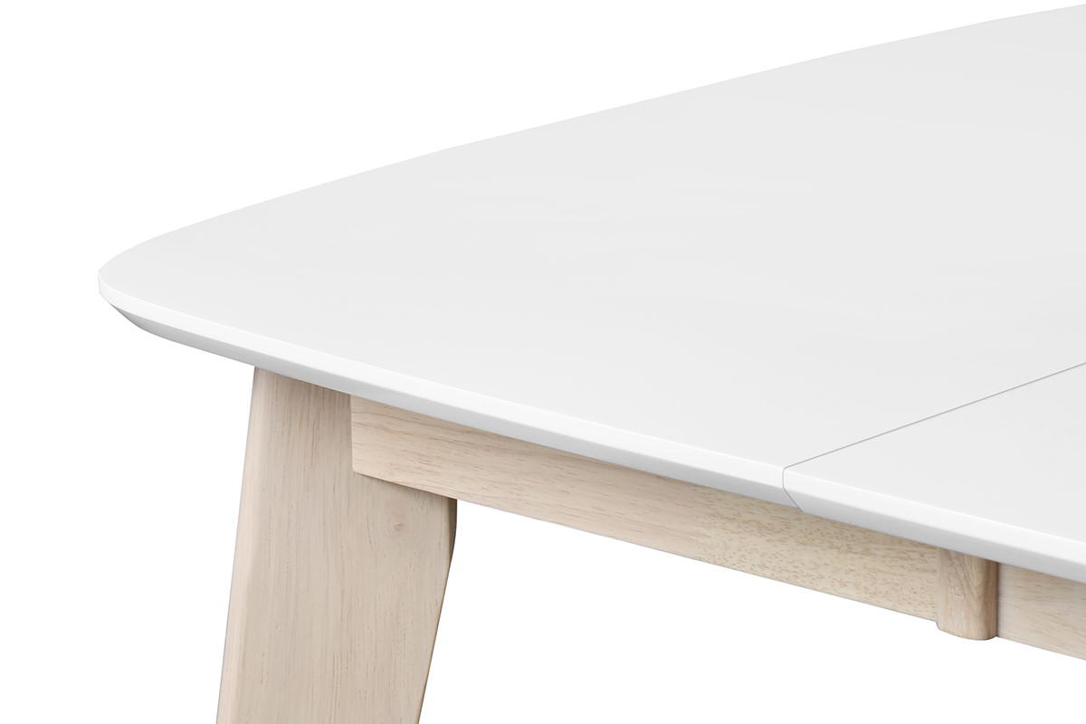 Mesa de comedor extensible nrdica blanca y madera L90-130 LEENA