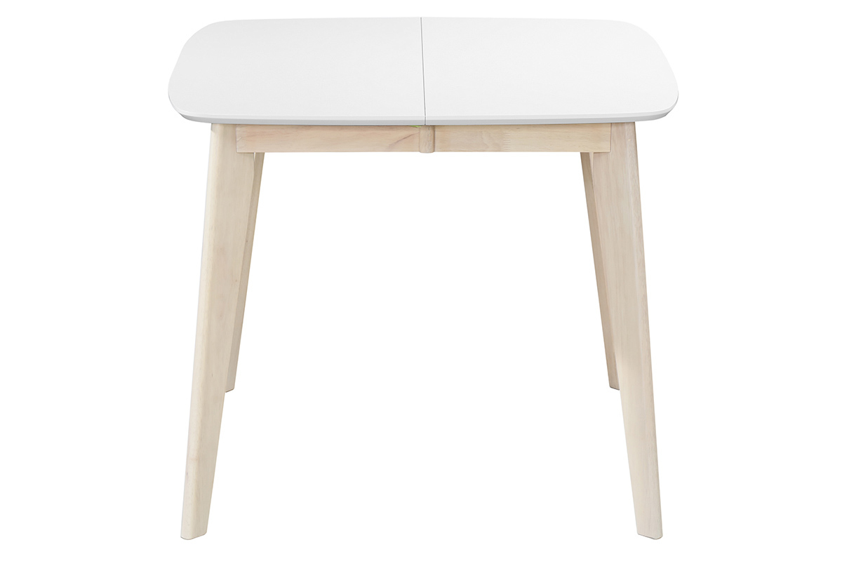 Mesa de comedor extensible nrdica blanca y madera L90-130 LEENA