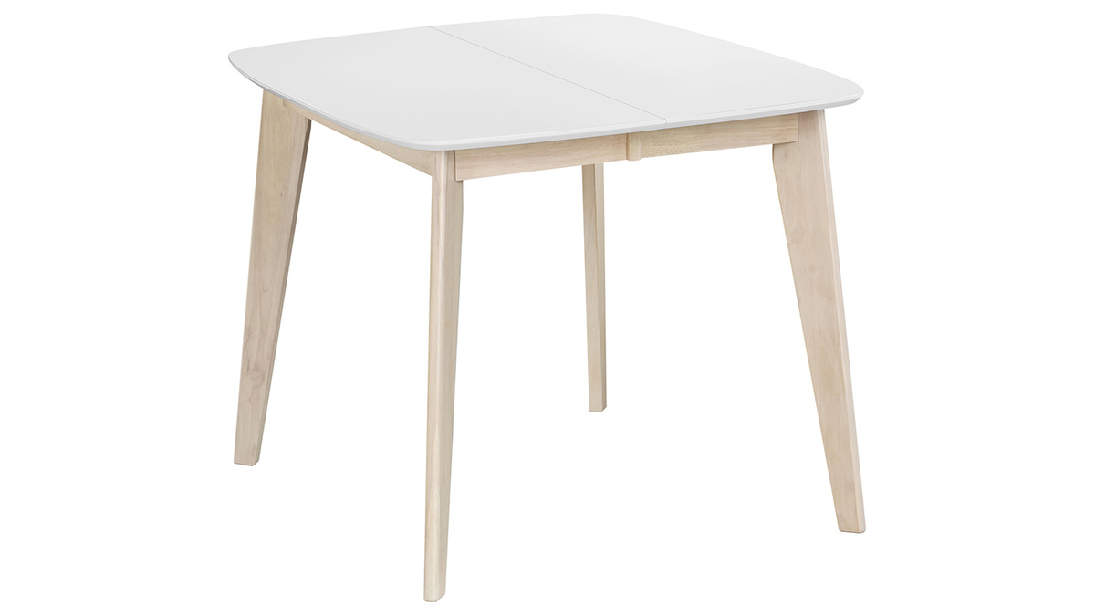 Mesa de comedor extensible nrdica blanca y madera L90-130 LEENA