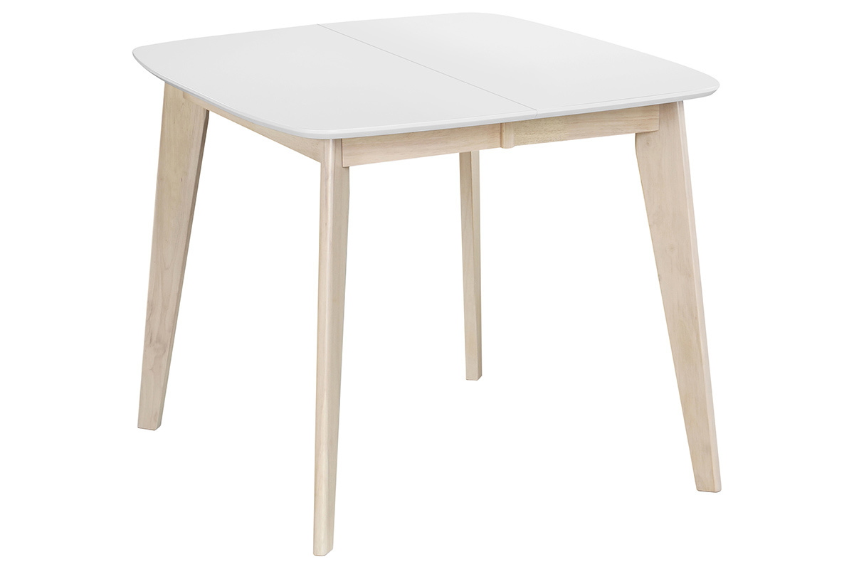 Mesa de comedor extensible nrdica blanca y madera L90-130 LEENA