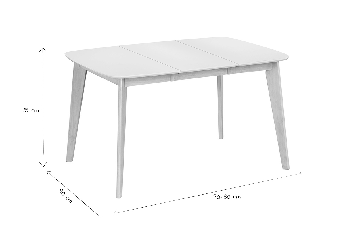 Mesa de comedor extensible nrdica blanca y madera L90-130 LEENA