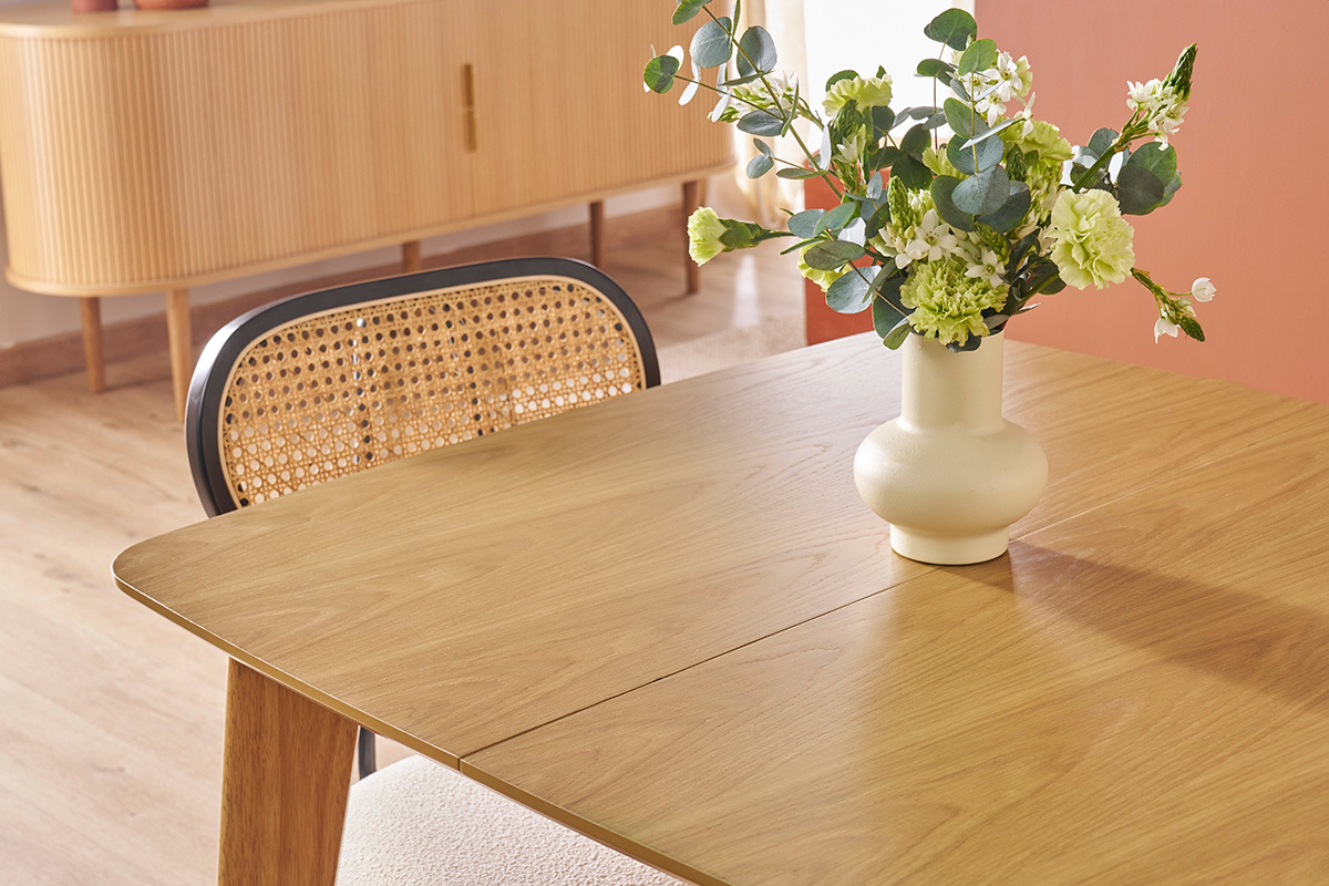 Mesa de comedor extensible nrdica en madera clara L90-130 LEENA