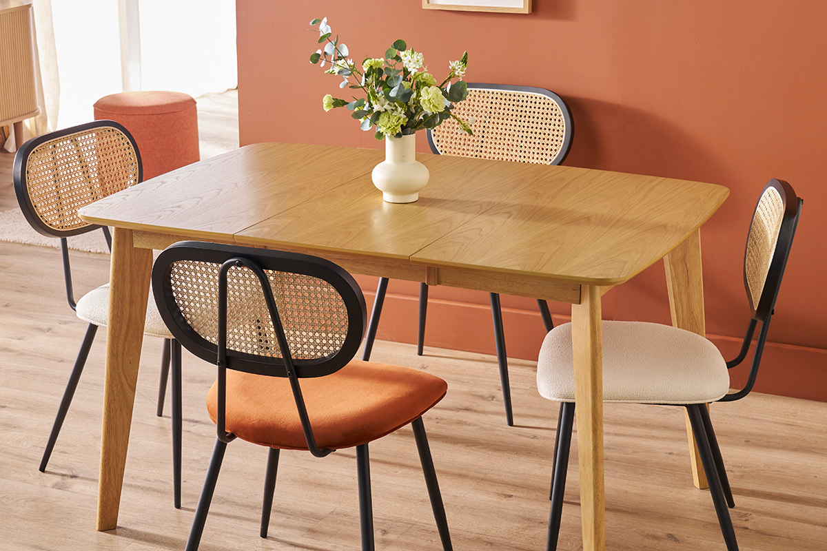 Mesa de comedor extensible nrdica en madera clara L90-130 LEENA