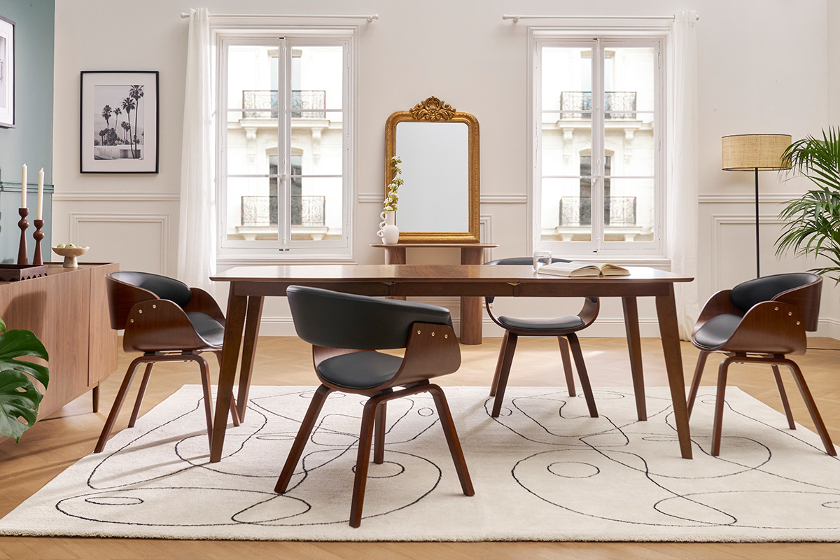 Mesa de comedor extensible nrdica nogal L150-200 LEENA