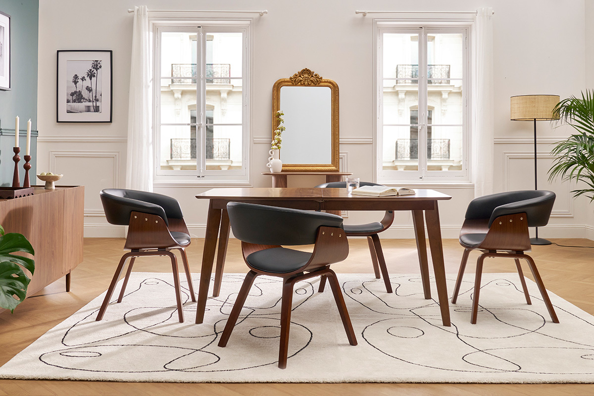 Mesa de comedor extensible nrdica nogal L150-200 LEENA