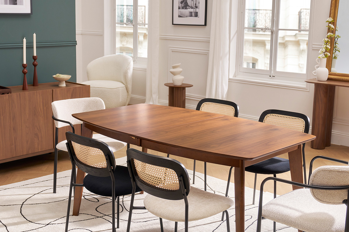 Mesa de comedor extensible nrdica nogal L150-200 LEENA