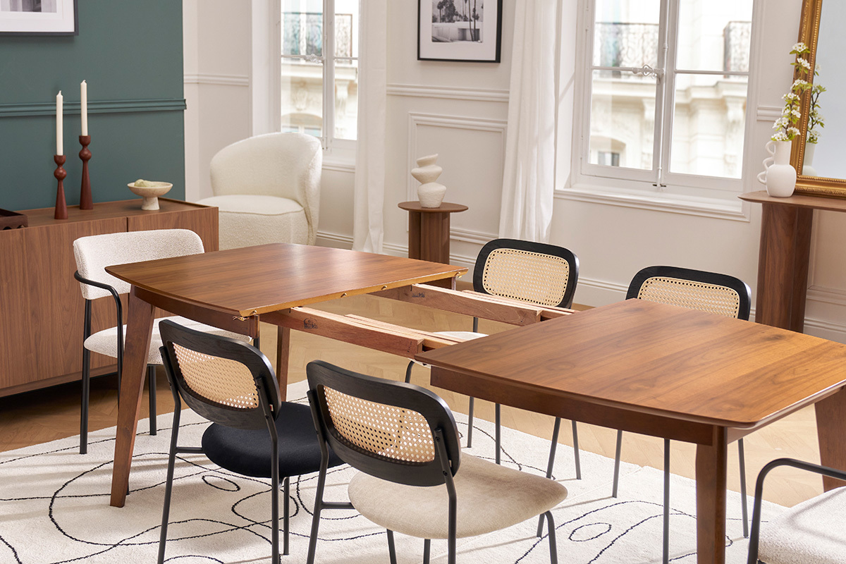 Mesa de comedor extensible nrdica nogal L150-200 LEENA