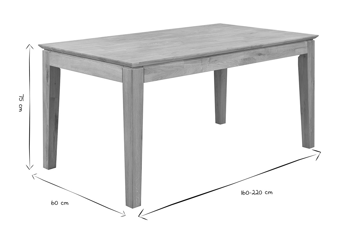 Mesa de comedor extensible YULIA de madera rectangular L160-220 cm en negro y blanco.