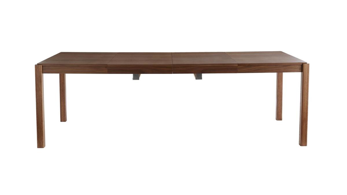 Mesa de comedor extensible rectangular nórdica con acabado en nogal 125-238 cm AGALI