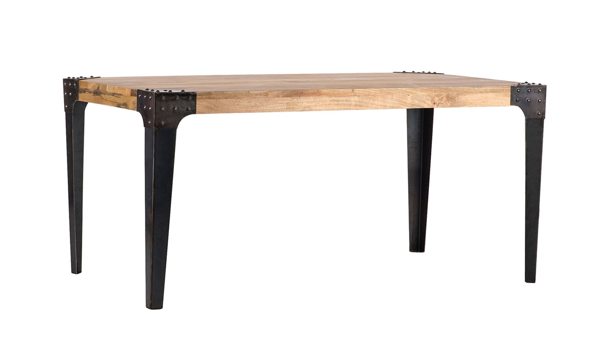 Mesa de comedor industrial acero y madera L160 MADISON