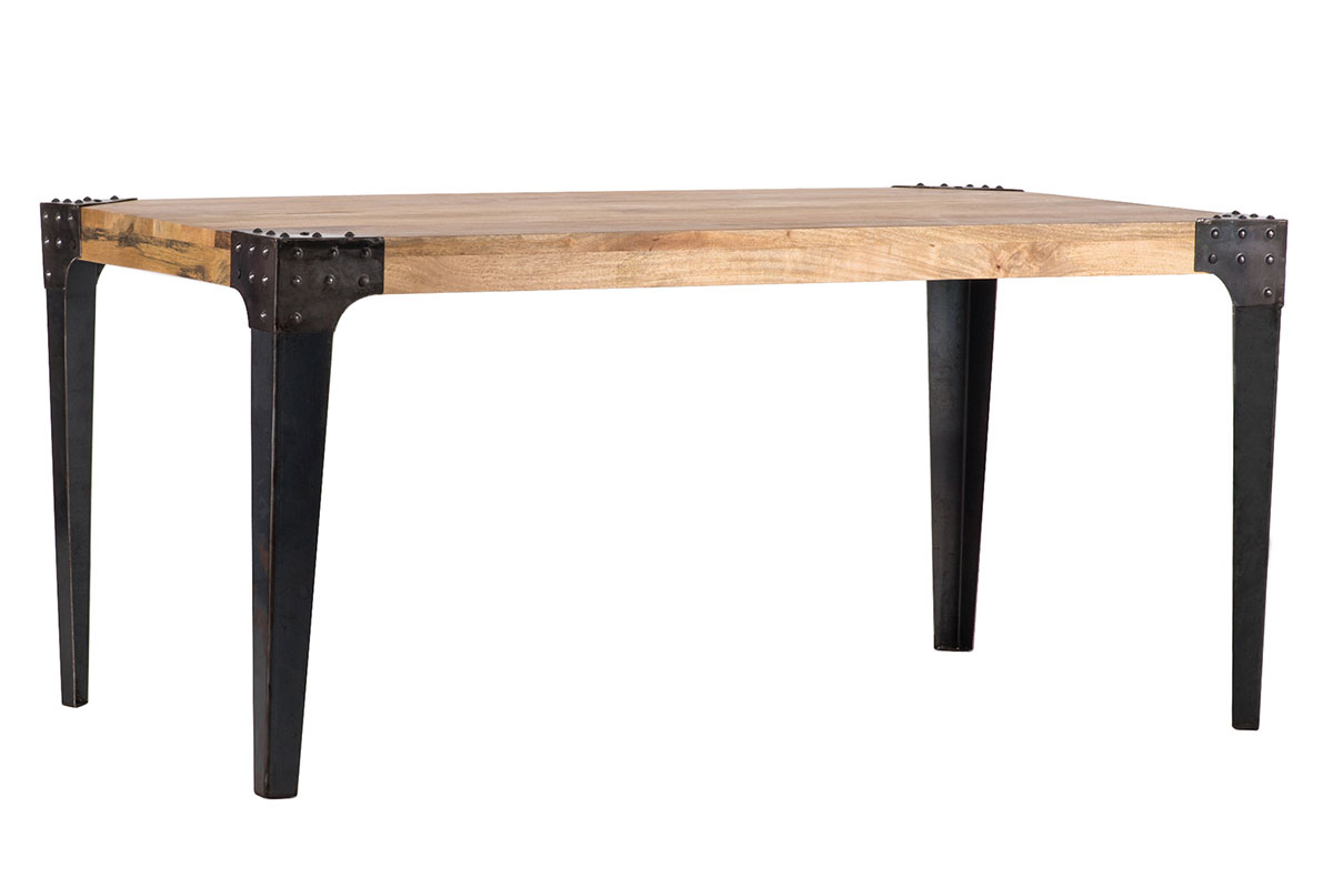 Mesa de comedor industrial acero y madera L160 MADISON