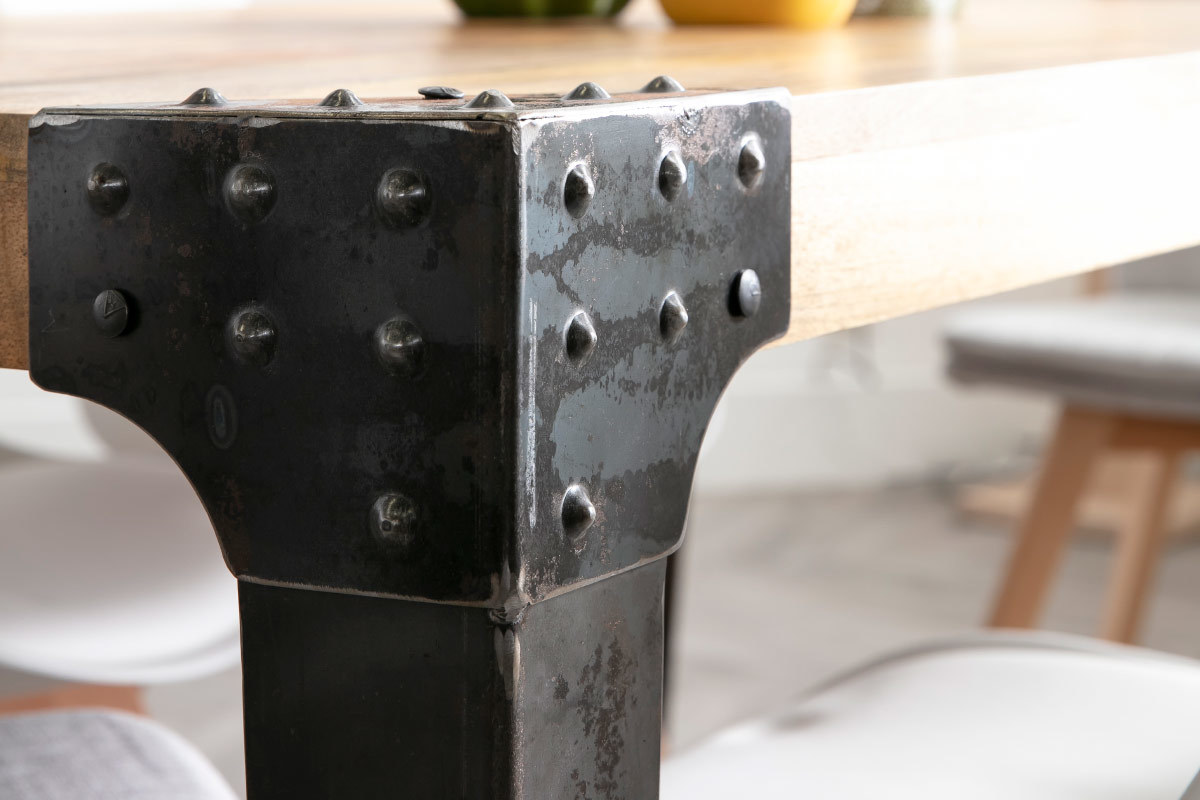 Mesa de comedor industrial acero y madera L160 MADISON
