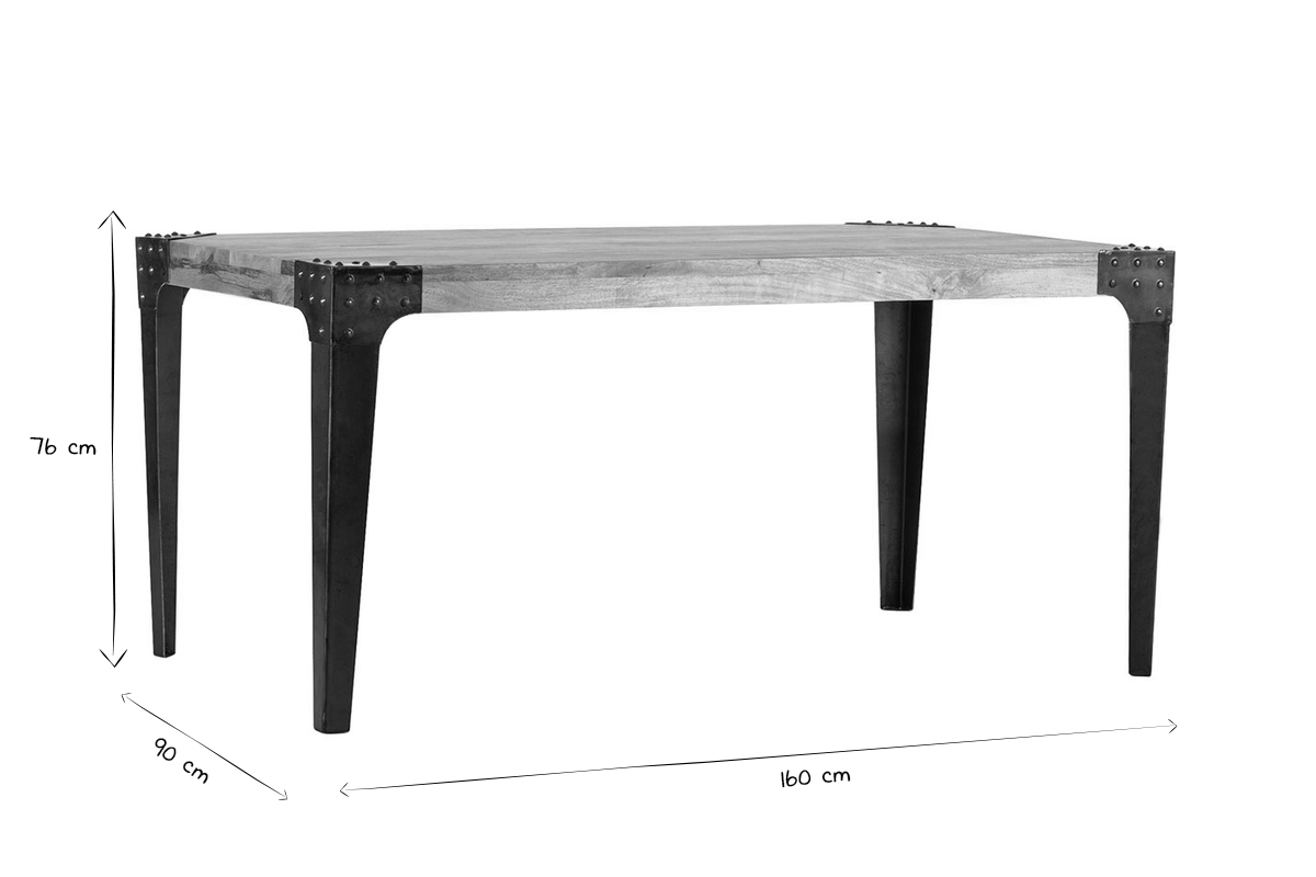 Mesa de comedor industrial acero y madera L160 MADISON