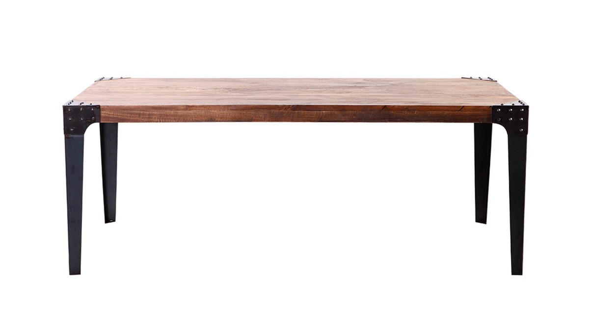 Mesa de comedor industrial acero y madera L200 MADISON