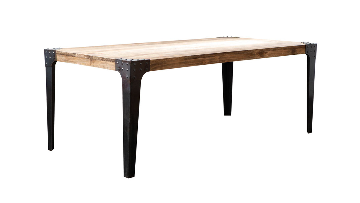 Mesa de comedor industrial acero y madera L200 MADISON