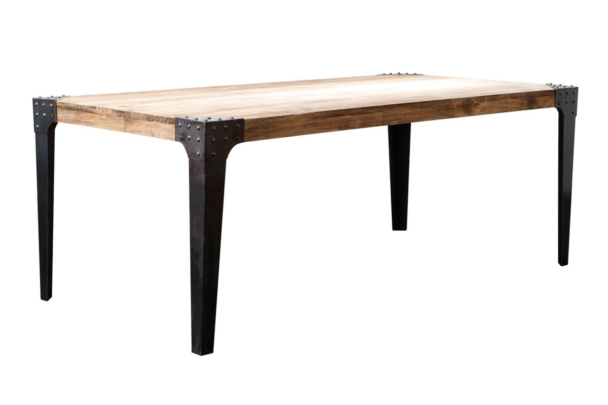 Mesa de comedor industrial acero y madera L200 MADISON