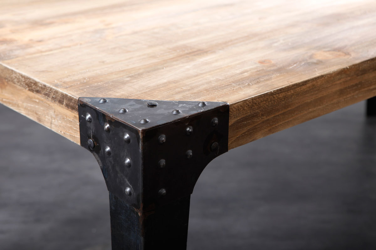 Mesa de comedor industrial acero y madera L200 MADISON