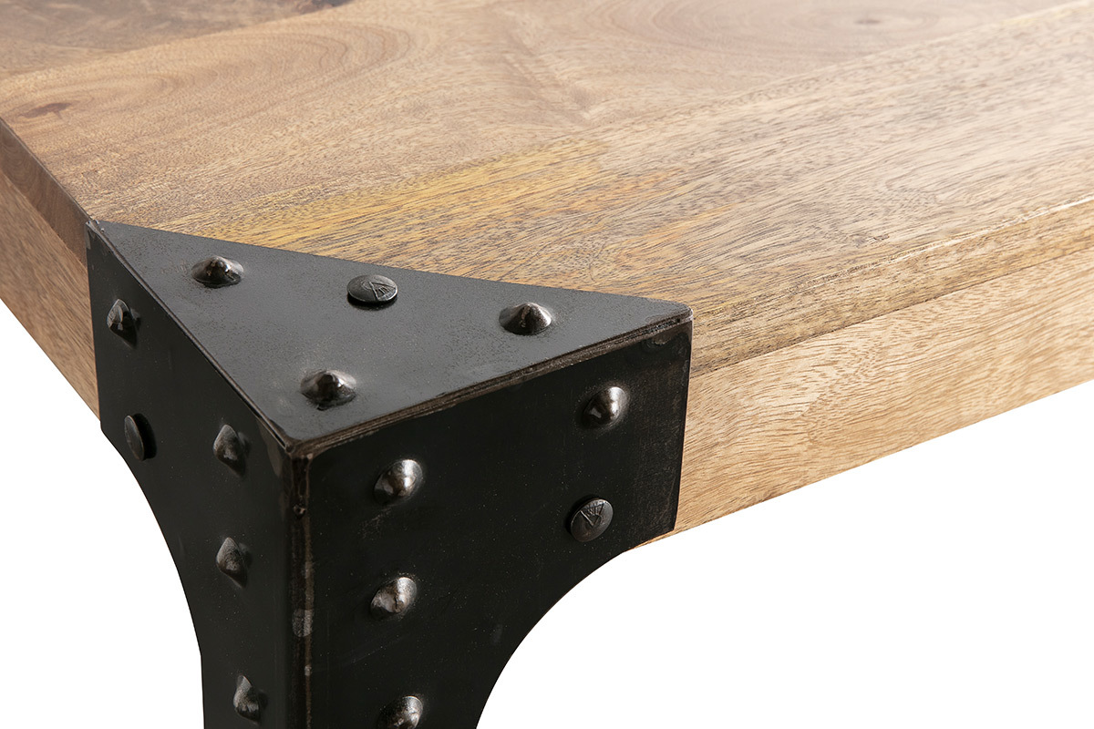 Mesa de comedor industrial acero y madera L80 MADISON