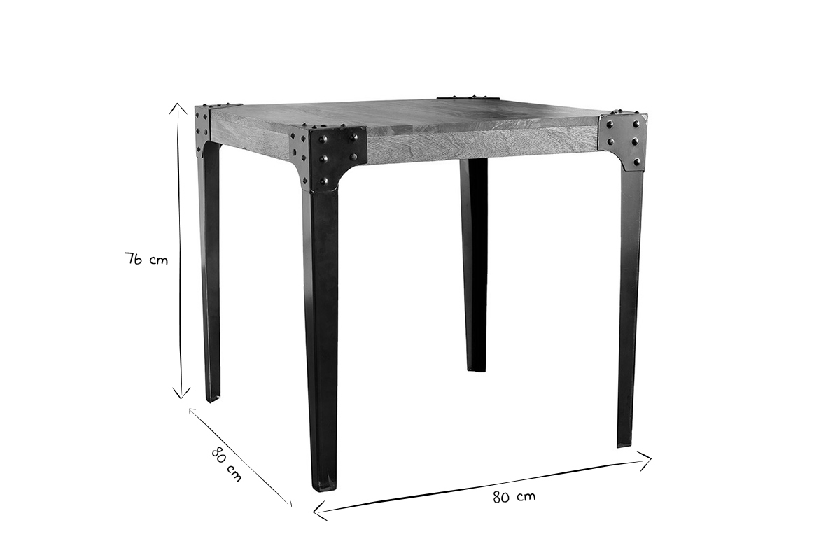 Mesa de comedor industrial acero y madera L80 MADISON