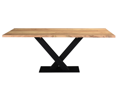 Mesa de comedor industrial rectangular de madera de acacia maciza y metal negro 200 cm VALLEY