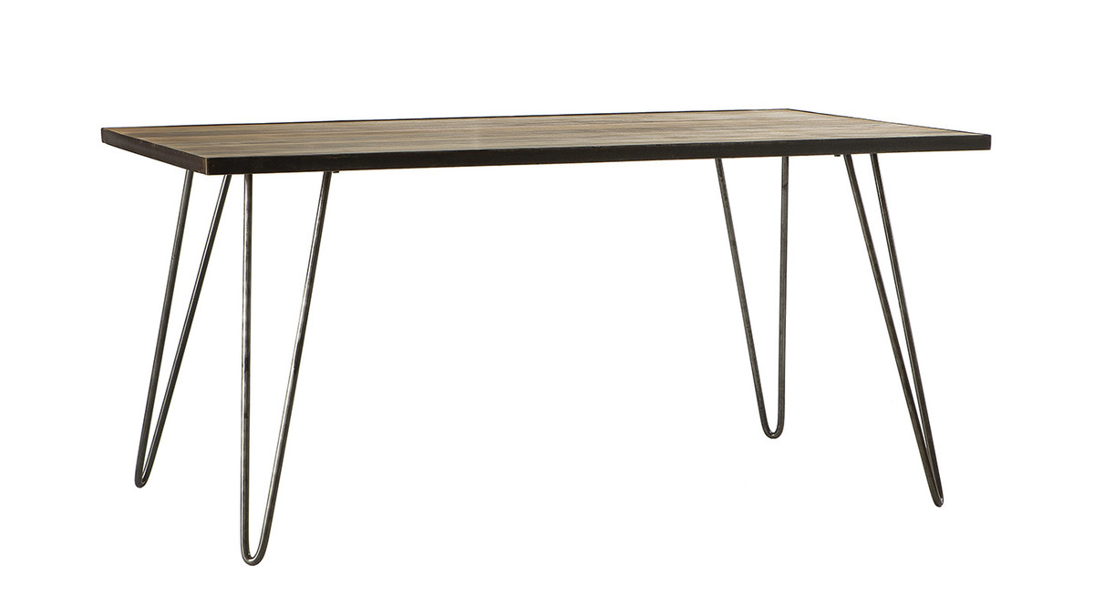 Mesa de comedor industrial rectangular madera metal L160 ATELIER