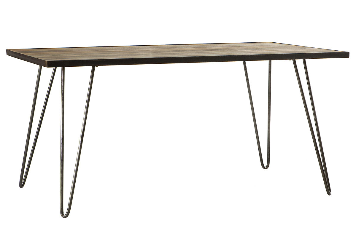 Mesa de comedor industrial rectangular madera metal L160 ATELIER