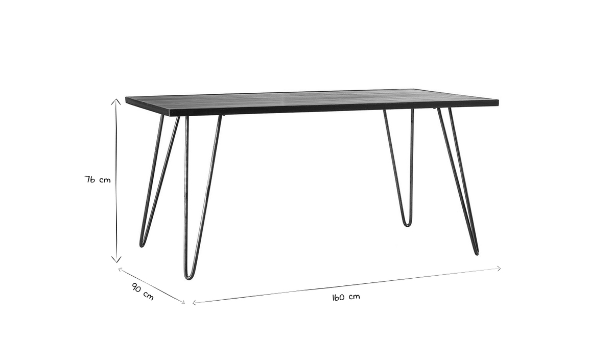 Mesa de comedor industrial rectangular madera metal L160 ATELIER