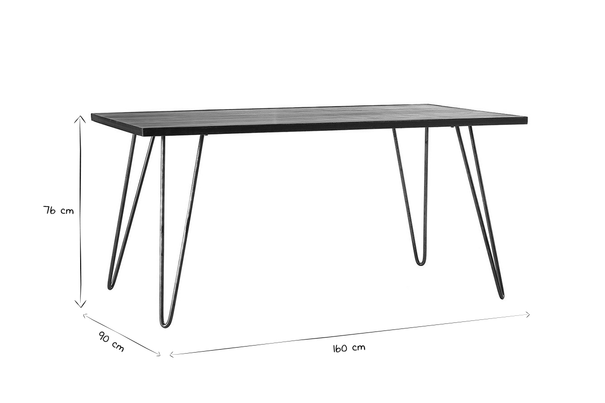 Mesa de comedor industrial rectangular madera metal L160 ATELIER
