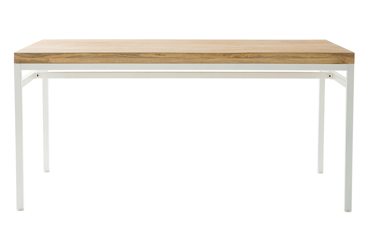 Mesa de comedor mango y metal blanco L160 BOHO
