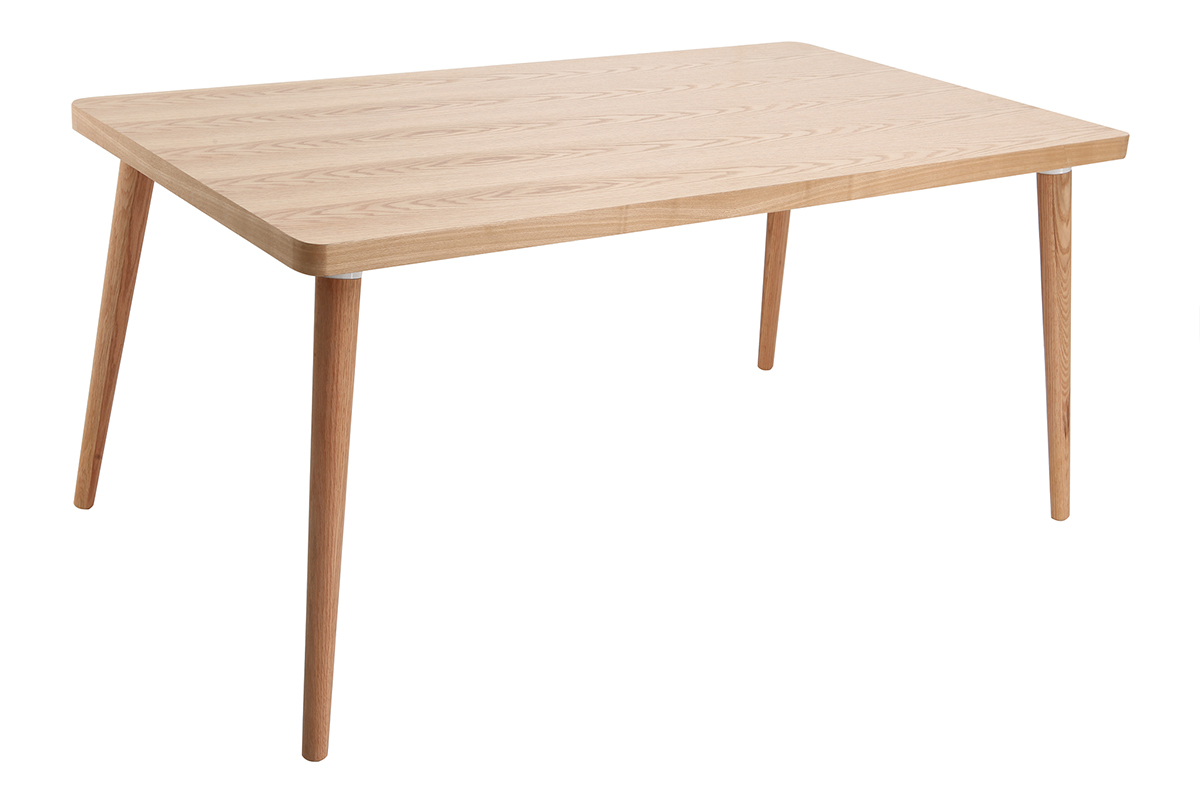 Mesa de comedor moderna en roble claro L160 TOTEM