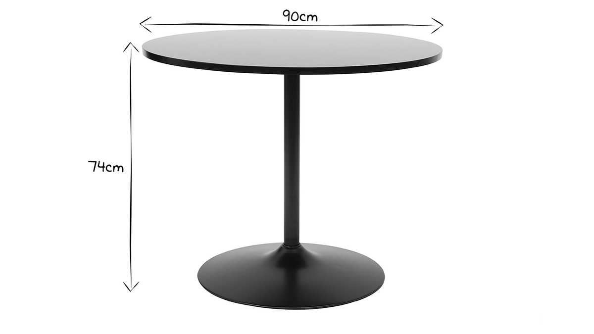 Mesa de comedor moderna redonda negra D90 CALISTA