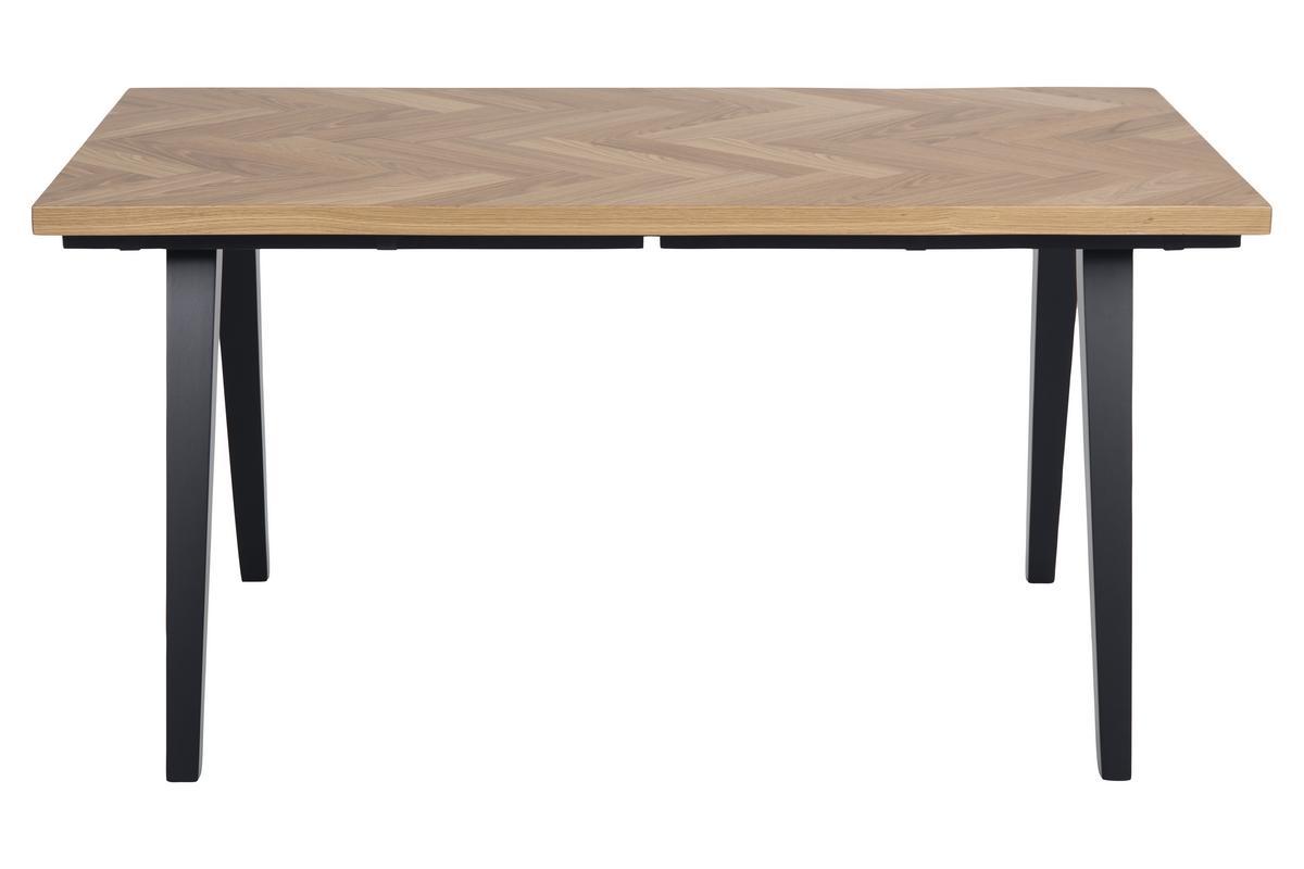 Mesa de comedor motivo espiga acabado roble y patas negras TRAVIS