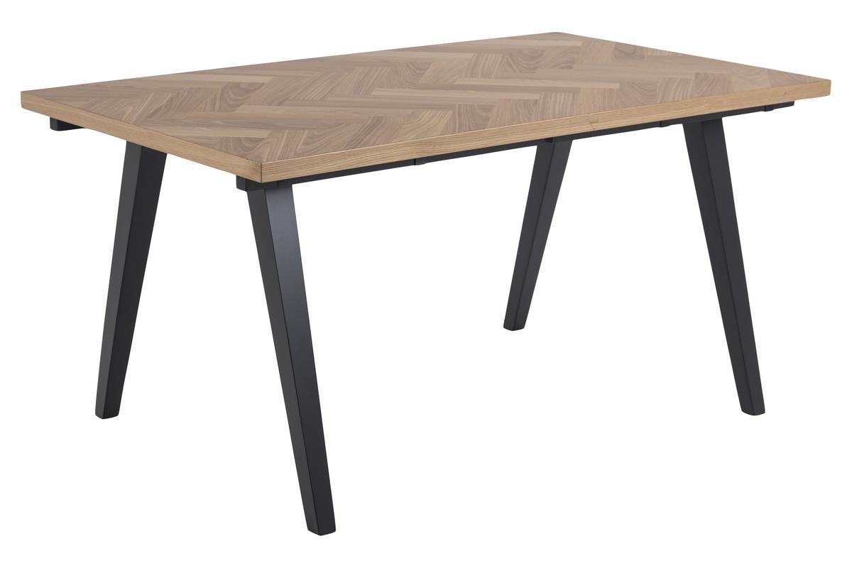 Mesa de comedor motivo espiga acabado roble y patas negras TRAVIS