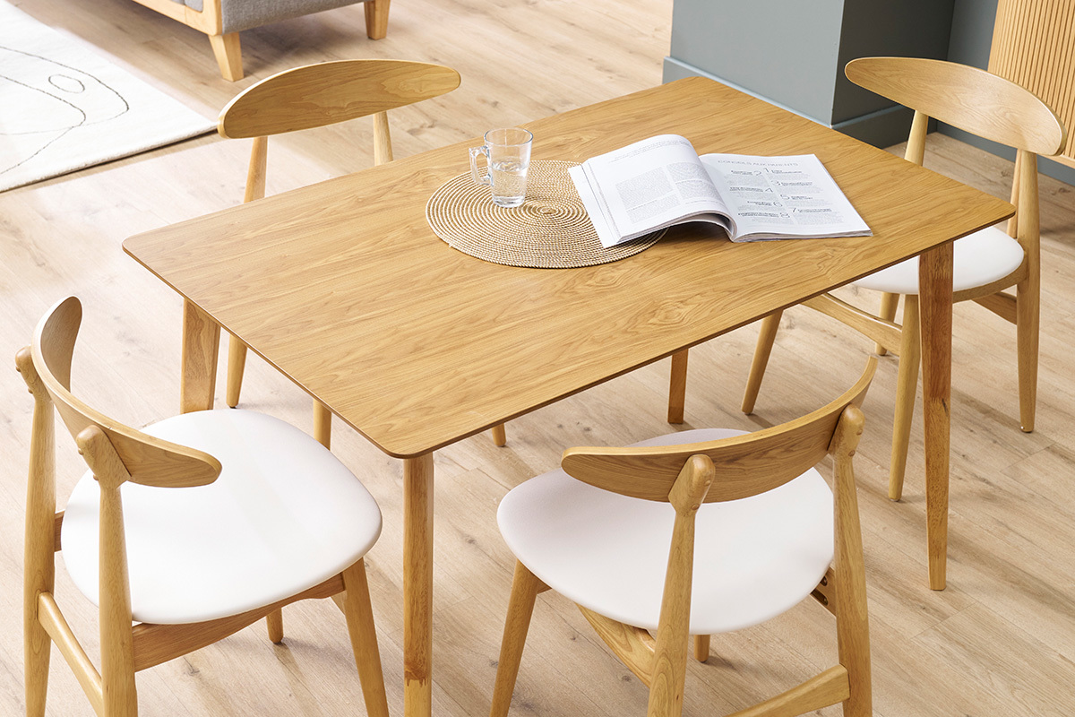Mesa de comedor nrdica con acabado fresno 120cm ELION